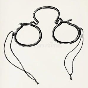 Ink drawing of medieval spectacles