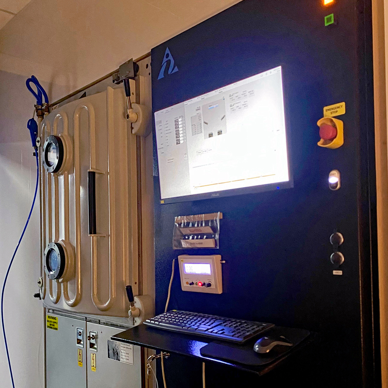 E-beam coating chamber at Manx Precision Optics, Isle-of-Man.